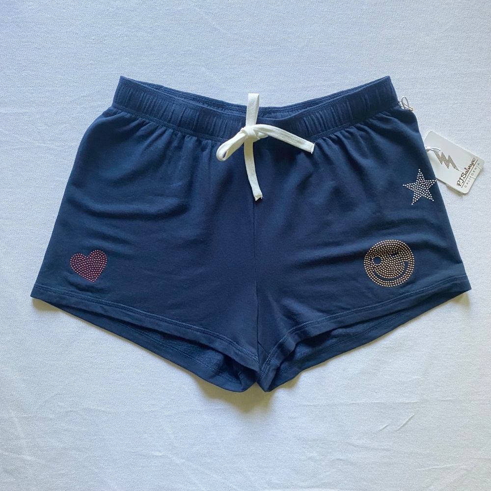 NWT PJ Salvage Whim Stoney Mind Shorts W's Sz S Navy Rhinestone Embellished Fun